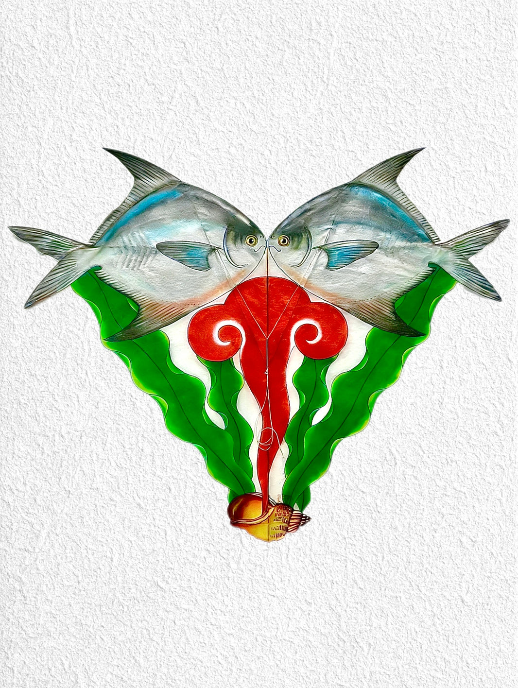 Double Happiness Pomfret: Hand-Painted Traditional Chinese Paper Kite