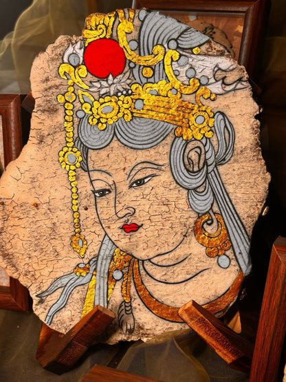 Dunhuang Bodhisattva Ceramic Tile Art - Hand-Painted Traditional Chinese Buddhist Wall Decor