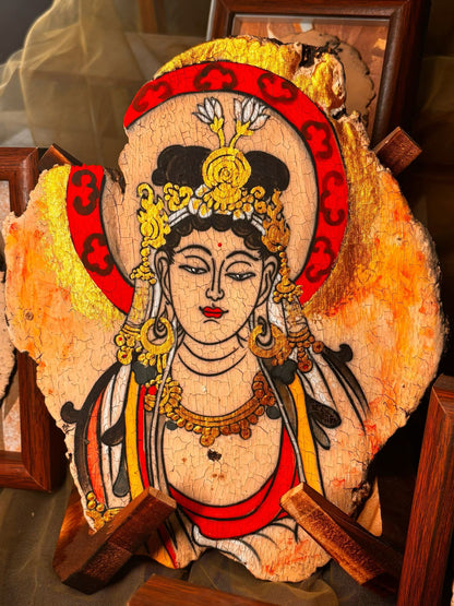 Dunhuang Bodhisattva Ceramic Tile Art - Hand-Painted Traditional Chinese Buddhist Wall Decor