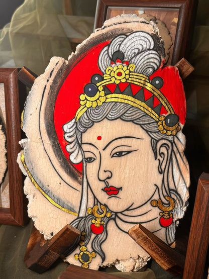 Dunhuang Bodhisattva Ceramic Tile Art - Hand-Painted Traditional Chinese Buddhist Wall Decor