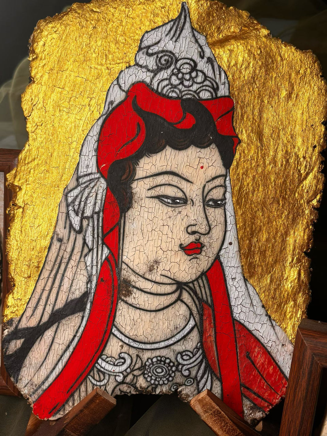 Dunhuang Bodhisattva Ceramic Tile Art - Hand-Painted Traditional Chinese Buddhist Wall Decor