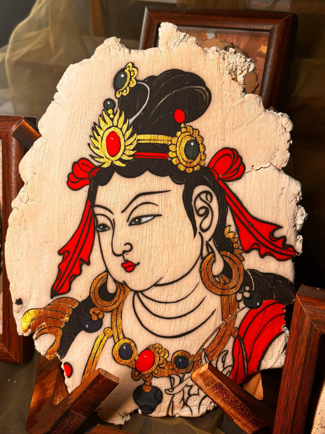 Dunhuang Bodhisattva Ceramic Tile Art - Hand-Painted Traditional Chinese Buddhist Wall Decor
