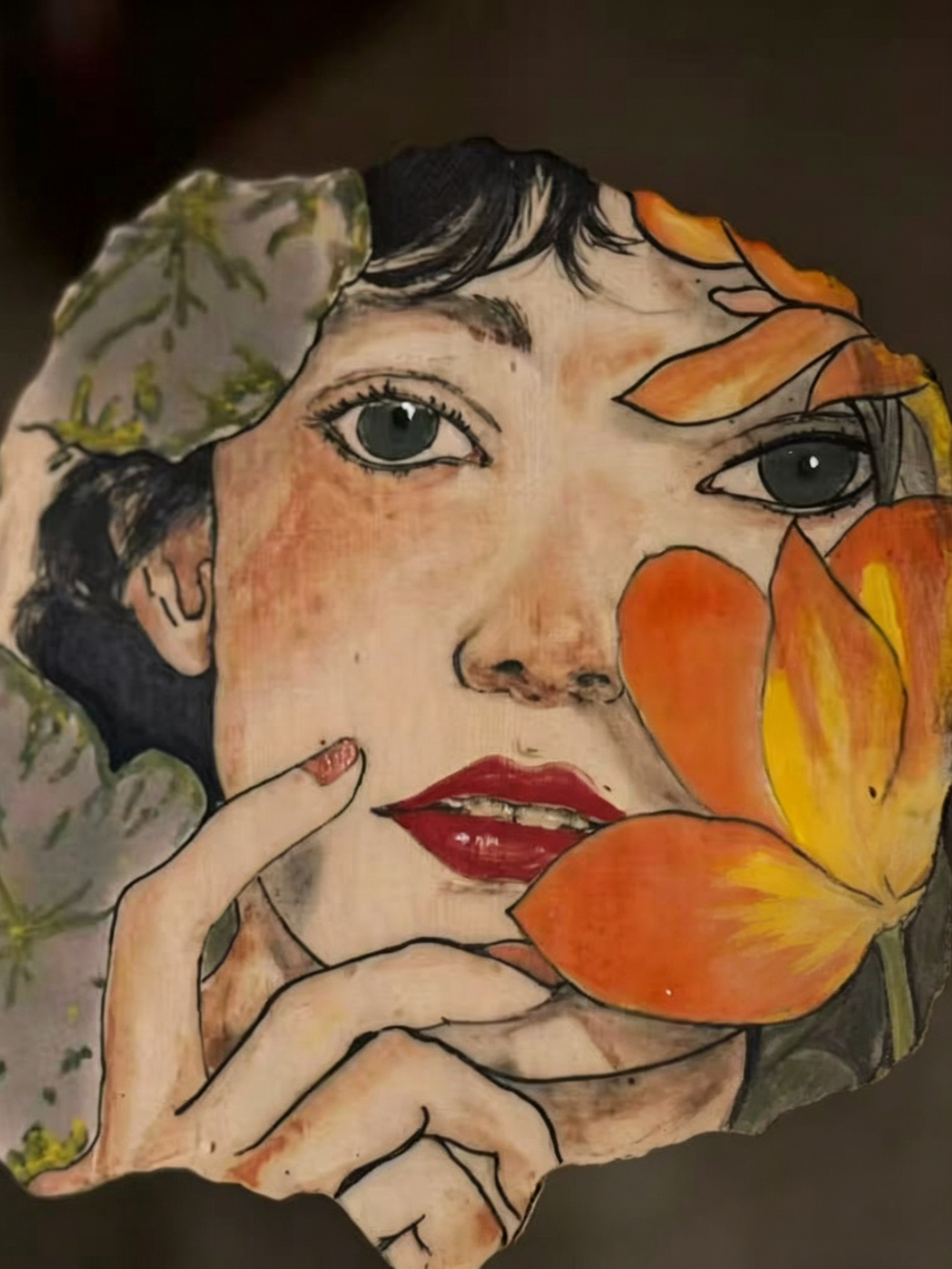 Whisper of Petals: Hand-Painted Porcelain Portrait