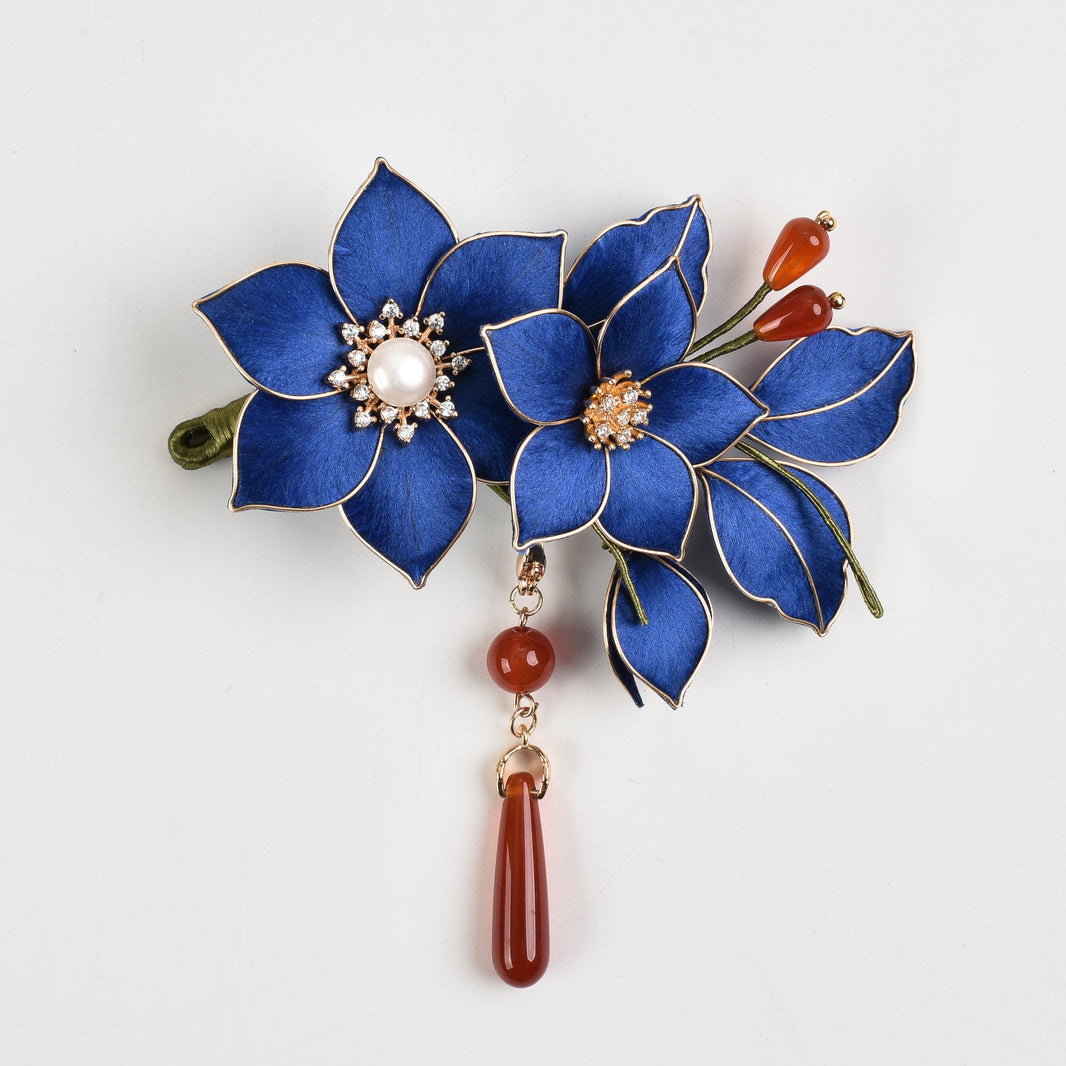 Blue Lotus Velvet Brooch