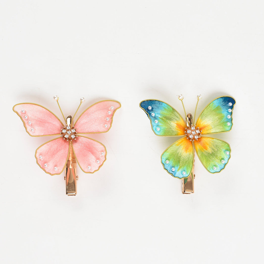 Gradient Butterfly Velvet Hair Clip